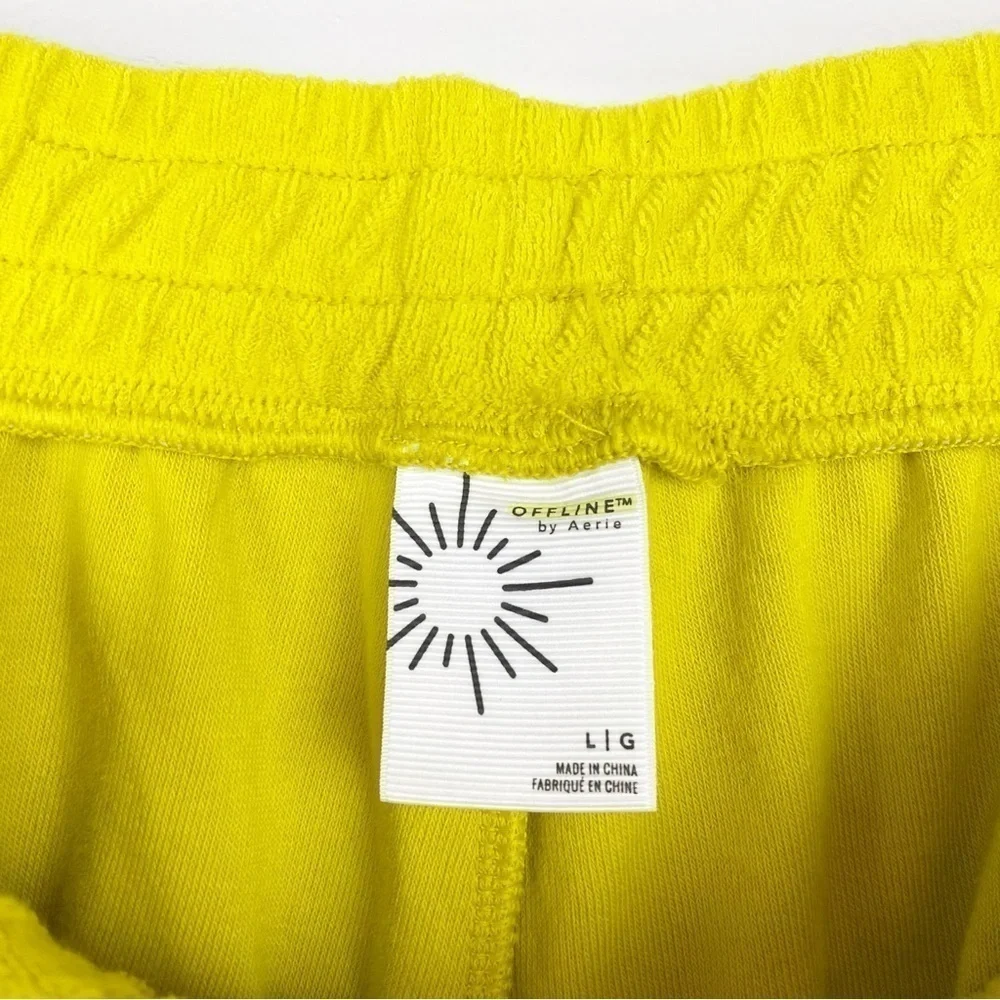 Aerie Offline Summer Lights Terry Shorts High Rise Yellow Size L NWT - Picture 5 of 6